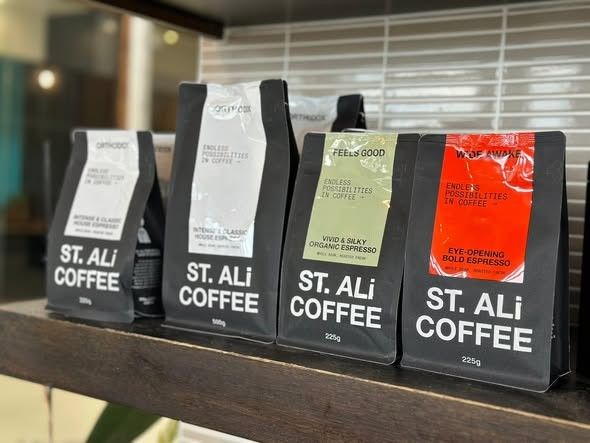 ST. ALi coffee bags on the shelf